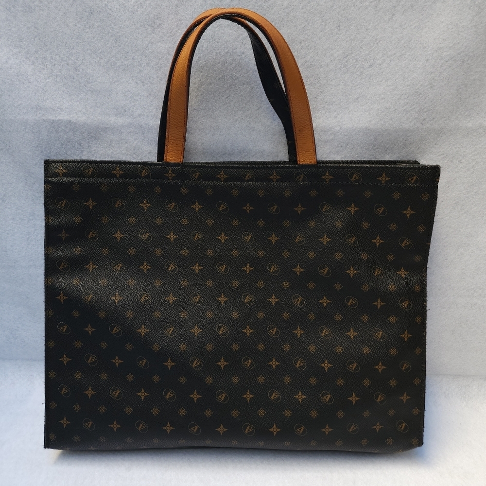 Valleverde Brown And Tan All Over Logo Tote Bag - Picture 2 of 8